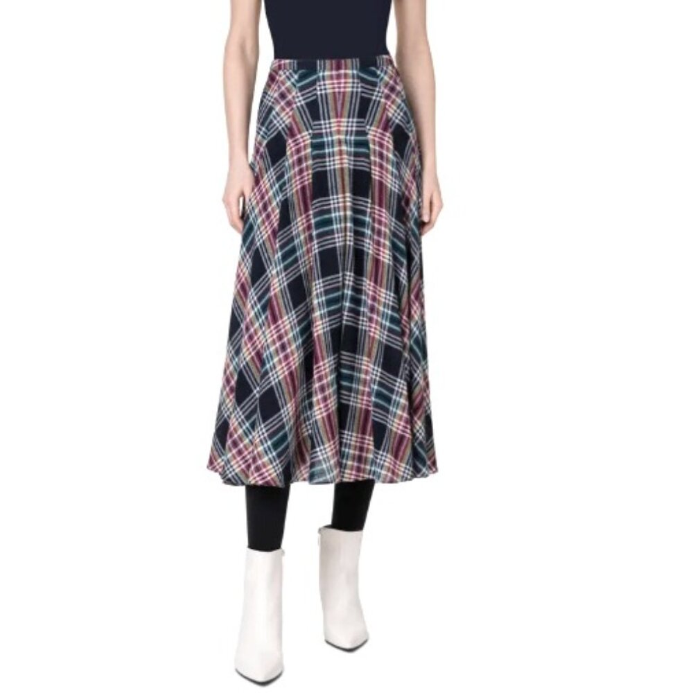 Vintage Koret Plaid Accordion Pleated Midi Skirt
